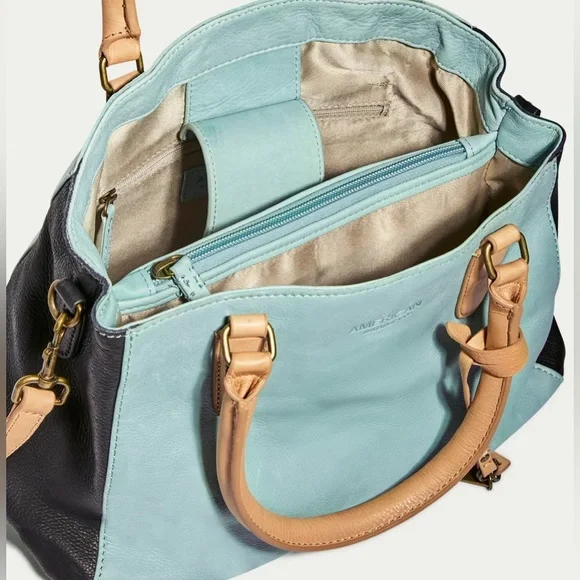 American Leather Co Lavina Convertible Satchel Glacier Lake Multi Blue AUTHENTIC - Picture 10 of 14
